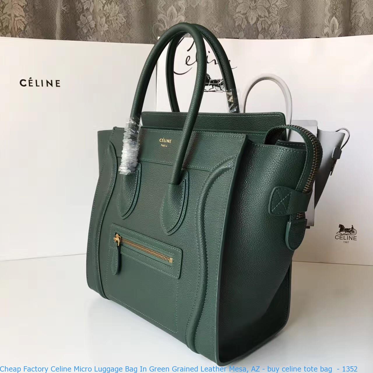 Cheap Factory Celine Micro Luggage Bag In Green Grained Leather Mesa ...